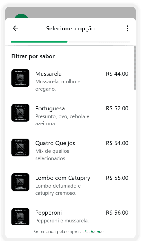 Seleção de opção